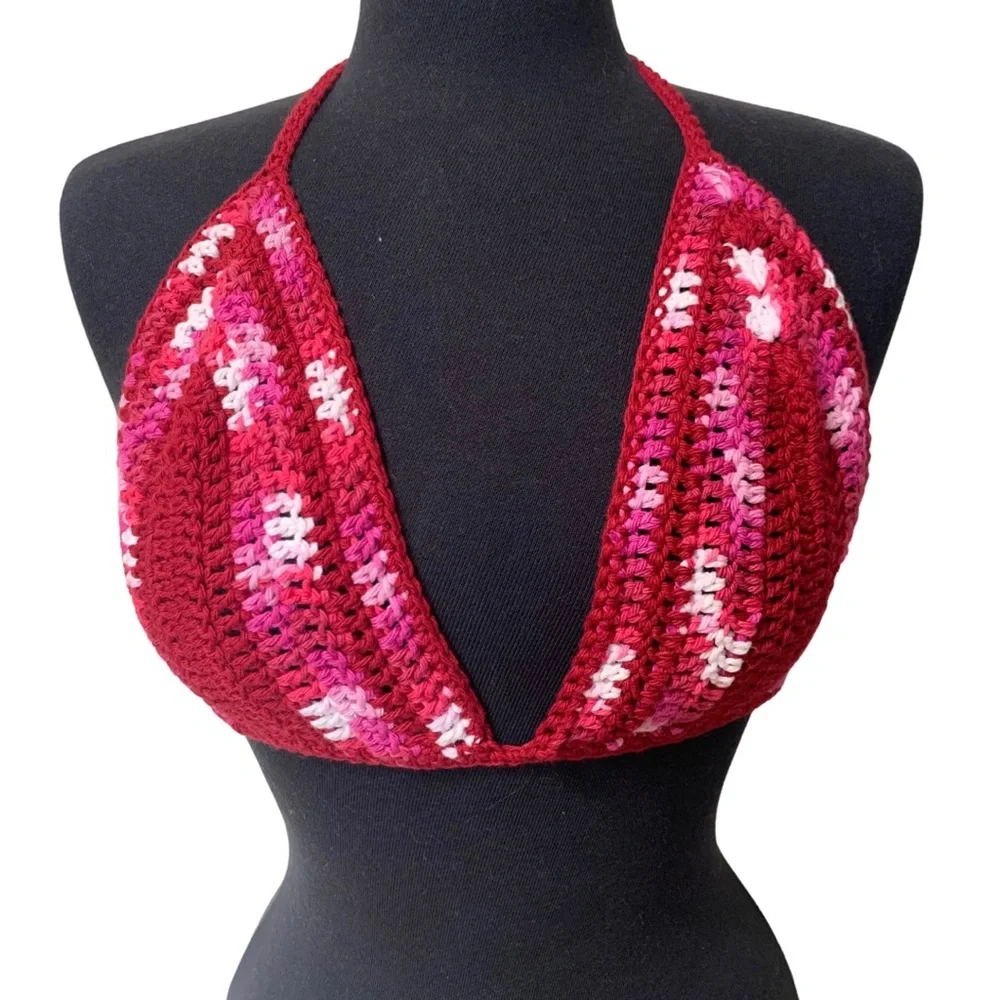 Ruby Rhapsody Handmade Crochet Halter Top - Picture 1 of 2